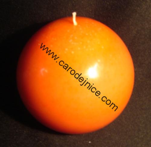 Svíčka koule oranžová 12 cm  