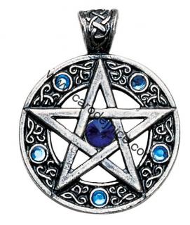 Keltský pentagram s modrými kameny - Amulet 