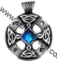 Keltský kříž s modrým kamenem - Amulet 