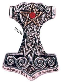 Thorovo kladivo s červeným kamenem - Amulet 