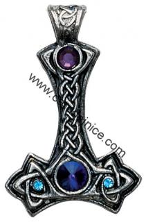 Thorovo kladivo s modrým kamenem (Mjollnir) - Amulet 
