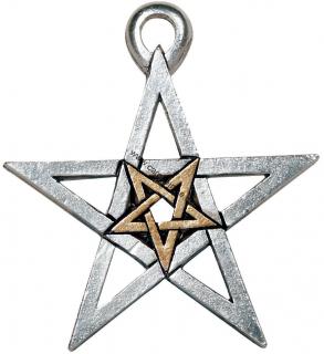 Dvojitý pentagram zlatostříbrný - Amulet 
