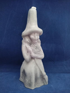 Svíčka figurální Čarodějnice šedá  