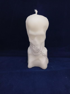 Svíčka figurální - Lebka vysoká bílá