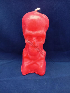 Svíčka figurální - Lebka vysoká červená