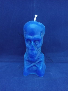 Svíčka figurální - Lebka vysoká modrá