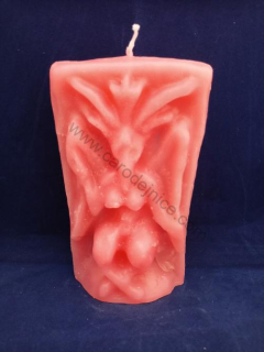 Svíčka figurální Ďábel s křídly růžový