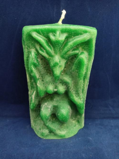 Svíčka figurální Ďábel s křídly zelený