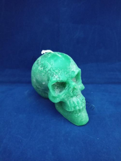 Svíčka figurální - Lebka malá zelená