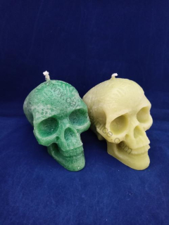 Svíčka figurální - Lebka střední zelená