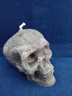 Svíčka figurální - Lebka střední šedá