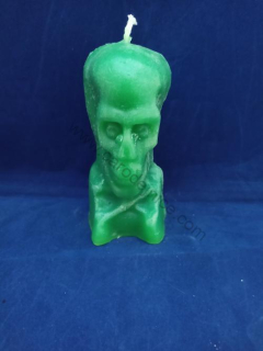 Svíčka figurální - Lebka vysoká zelená